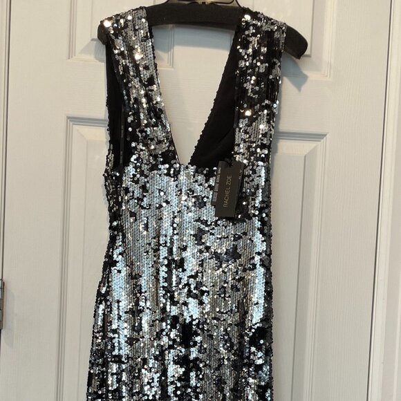 Rachel Zoe Venus Black and Silver Sequins Maxi Dress Sz 2 NWT - Picture 8 of 12